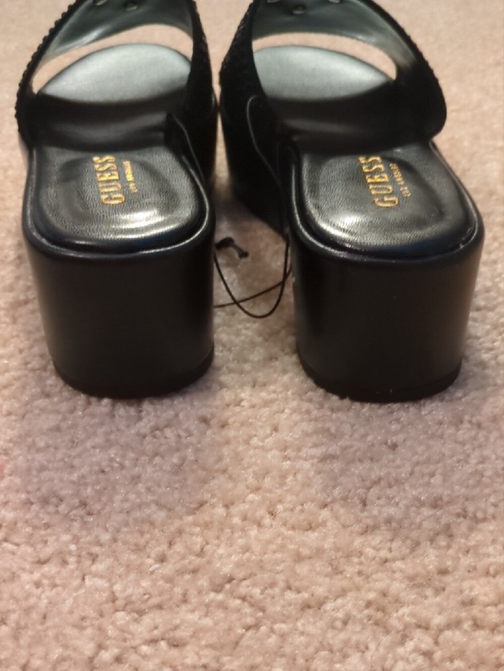 GUESS Black Crystal-Embellished Slide Mules - Picture 5 of 8